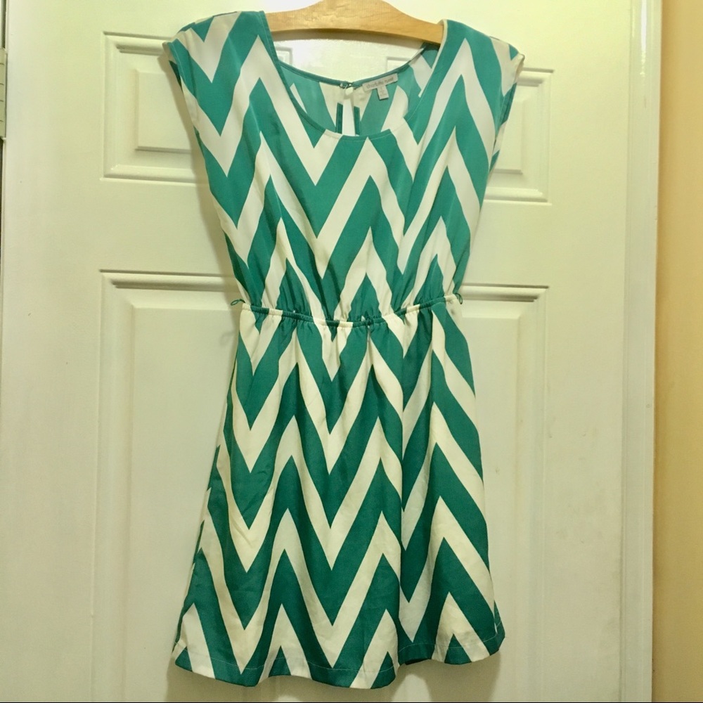 Charlotte Russe Teal Chevron Mini Dress Small Cute